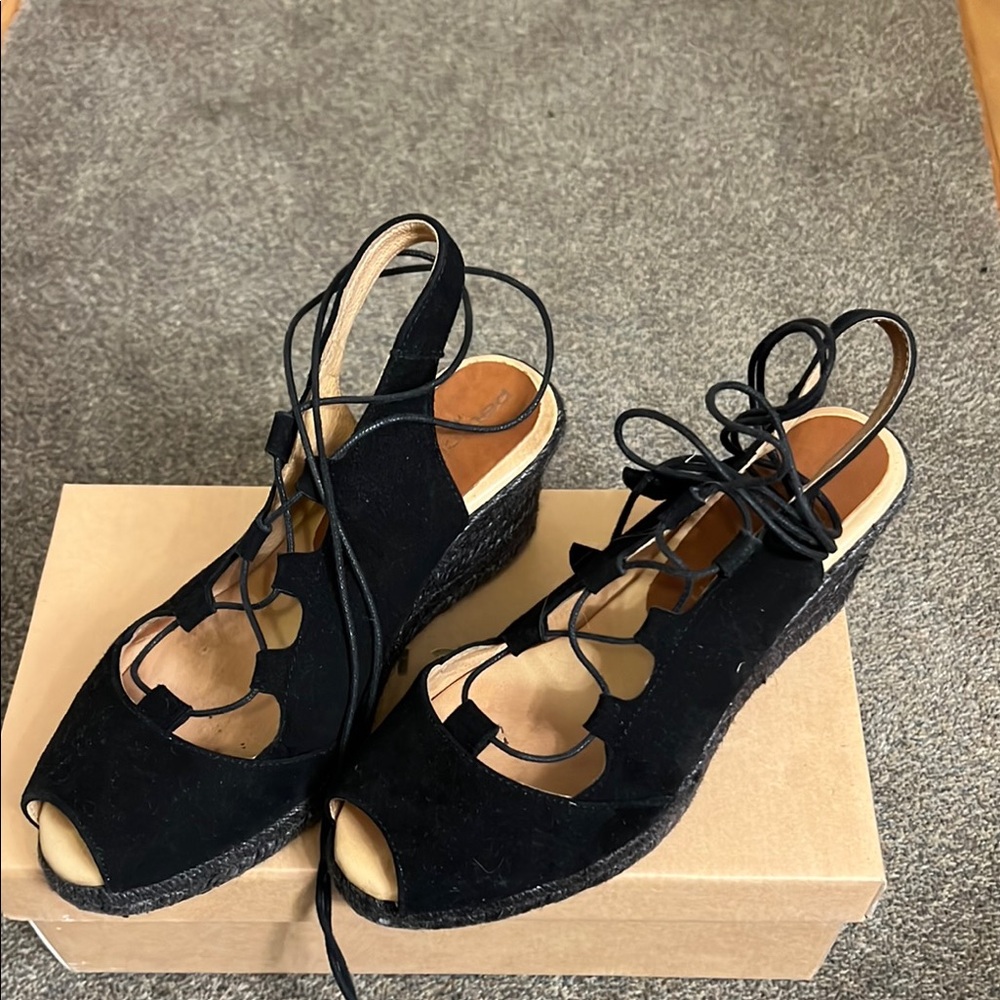 Patricia Green, Elegant Black Wedge Sandals